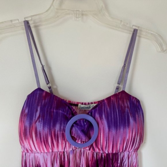 Colorful Pink & Purple Zig Zag Pattern Juniors' Beach Summer Dress - Picture 7 of 8